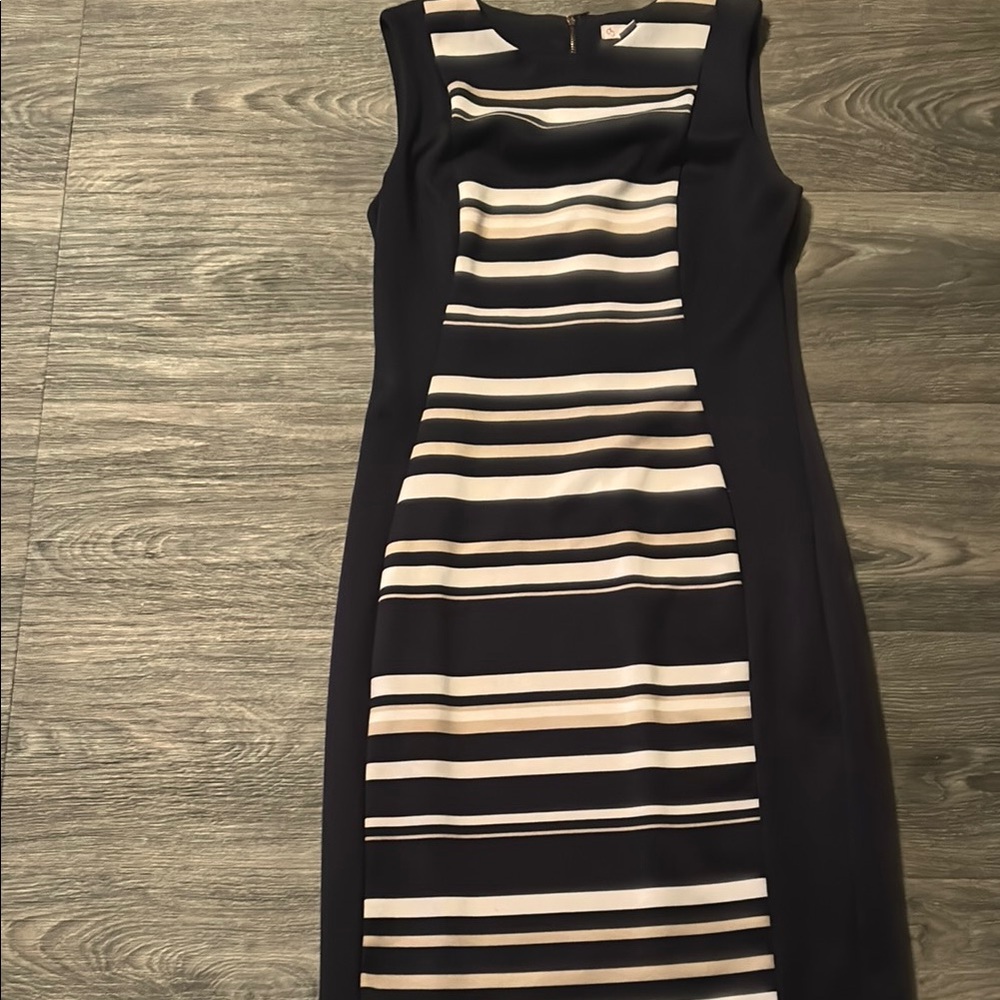 Elegant Black and White Striped Dress